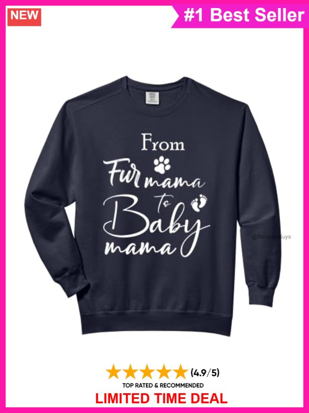Fur Mama To Baby Mama New Mom Cotton Blend Sweatshirt